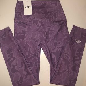 Kefi Compression Leggings Purple Camo Size X-Small